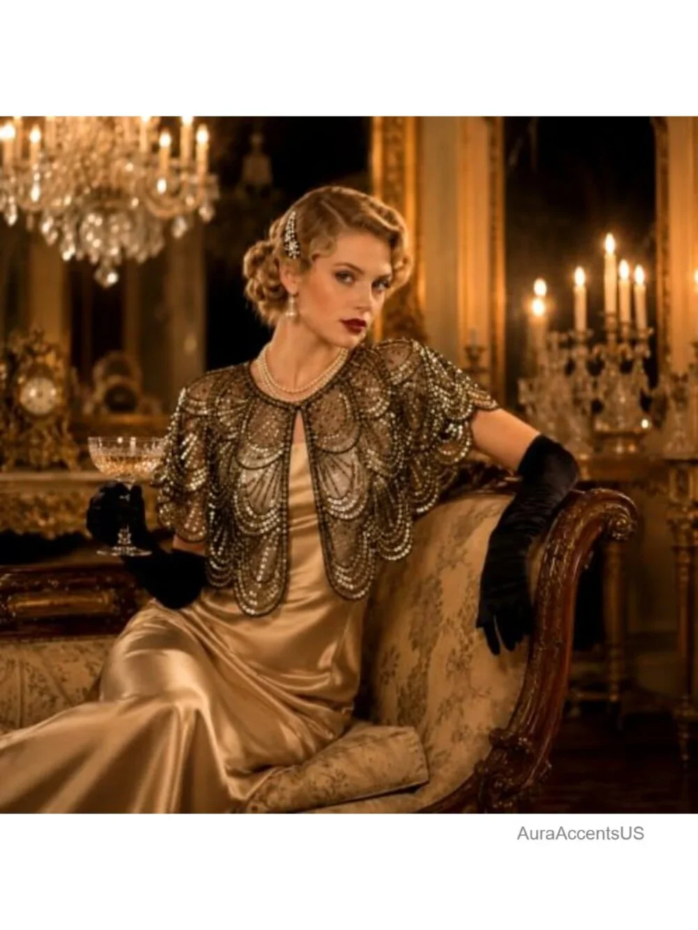 1920s Sequin Evening Cape Shawl Wraps for Women Bridal Party